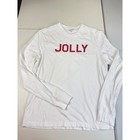 J crew Long Sleeve Jolly White Holiday Christmas Graphic T-shirt Top M