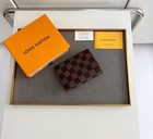 Louis Victorine Wallet Damier Ebene Brown Red Leather New