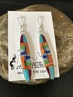 Turquoise Lapis Multicolor Southwestern Sterling Silver Inlay Earrings 14937