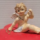 Vintage 1950s Lefton Cupid Candy Dish With Lid Red Heart Trinket Box  2210-japan