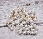 50pcs Gold   Silver Pearl Beads With Rhinestones For Diy Jewelry Making