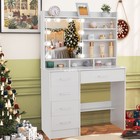 White Makeup Vanity Table Set With Led Lighted Mirror And 4 Drawers Dressers Us