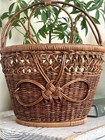 Vintage Boho Wall Hanging Basket Rattan Wicker   Cottagecore   Boho Chic Country