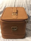 Vintage Cosmetic Make-up Travel Suitcase Brown Luggage Fabric Case Near Mint