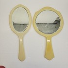 Vintage Vanity Hand Mirror Deco Style Lot Of 2 Oval Round