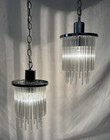 Vintage 1989 Glass Rods Double Swag Lamp Pendant Light Gaetano Sciolari Style