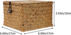 Woven Baskets Rattan Straw Storage Basket With Button Lid Square Wicker Storage 
