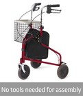 Medline 3-wheel Ultralight Rollator  Steel Frame  Includes Wire Basket And