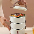 1 Pc Stainless Steel 3-layer Insulated Bento Lunch Box Thermal Food Container