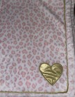 Just Born Plush Baby Blanket Pink   White Cheetah Print With Gold Heart 38   x40   