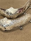 Silver Tone Curved Pair Etched Metal Boot Tip Plates