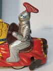 Vintage 50 s Huji Japan Tin Litho Knight On Horse Mechanical Wind-up Toy  works 