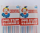 2 Packs Vintage 1984 Carnival Straws Clown Circus Theme Nos