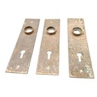 Antique Ornate Eastlake Brass Door Plates Set Of 3 With Keyhole   Knob Openings