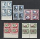Malacca 1957 Qe2 Complete Set Blocks Of 4 Mint Never Hinged Imprints