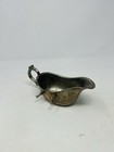 Vintage Silver Tone Gravy Boat Sauce Server Ornate Handle Footed B27
