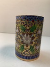 Chinese Cloisonne And Enamel Floral Brush Pot Blue Pink Gold 3 8 
