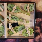 Vintage Green Vanity Set In Genuine Cowhide Case With Combs  Brushes  Tools