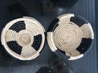 Coiled Basket In Black And White W  Lid  Origin   Possibly  African Or Hopi 