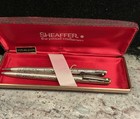 Vtg Sheaffer Sterling Silver Ballpoint Pen    Pencil Set White Dot Grape Leaves