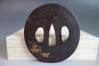 Tsuba Guard Fan Ivy Inlay Samurai Sword Fitting Edo Katana