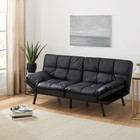 Modern Tufted Faux Leather Split Back Futon Sofa Bed Couch Loveseat Sleeper Blac
