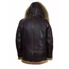 Men s Brown Sheepskin Leather Hooded Aviator Jacket Faux Fur Toggle Winter Coat