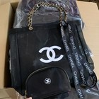 Black Mesh Tote Bag   Makeup Pouch Set Of 2 Gwp Gift W  Gold Hardware New