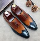Wedding Men s Color Matching Brogue Work Wing Tip Lace Up Dress Shoes Leather C8