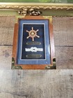 Vtg Nautical Shadow Wood Trinket Box Glass Top