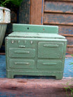 Small Antique Tin Toy Stove New Green Milk Paint