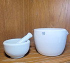 Vintage Coors Usa Porcelain Mortar And Pestle Apothecary Lab Pharmacy 3 Pieces