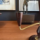 Mcm Mid-century Modern Vintage Teak rosewood   Brass Candle Holder
