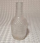 Vintage Antique Perfume Cologne Bottle Clear Glass Diamond Pattern Cork Top