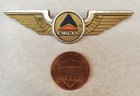 Vintage Delta Airlines Jr Pilot Wings Stoffel Gold Plastic Pin Orange Navy Logo
