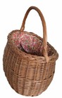 15    Vtg Willow Basket Large Wicker Gathering Oval Handle Hand Woven Farm Country
