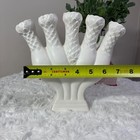Vintage White Ceramic 5 Finger Fan Tulip Vase Textured