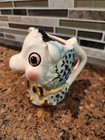 Adorable Vintage Ceramic Cow Lamb With Yellow Bow Creamer Pitcher 1950s