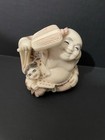 Vintage Japanese Netsuke Figurine Bald Laughing Man 1940s-1950s