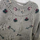 Vtg 90s Carolina Colours Chunky Hand Knit Sweater Sz M Cottage Floral Textured