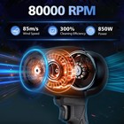 Electric Cordless Leaf Blower 80 000pm Handheld Leaf Blower 2x Battery   Charger