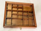  e614  Vintage Wood Wall Display Case Trinket Shelf Glass Collector Cabinet 12 