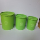 Vtg Tupperware Apple Green Canister 3 Sunburst Lids Nestling