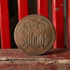 1864 Two Cent  Large Motto Error    rotated Die Break      - Civil War Coin 