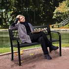 Vevor Outdoor Bench  46  Iron Steel Frame Garden Park Bench With Mesh Pattern An