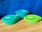 Tupperware Set Of 3 Crystalwave Round Microwave Container  With Spout New