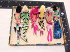 Vintage 12pc Chenille Birds In Original Box Pipe Cleaner Ornament Parrot Nos