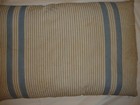 Vtg farmhouse  Feather Pillow blue   White  Ticking full 19 X 28 3 Lb some Stain