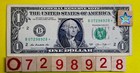     Star Note 2013 B Duplicate Serial Error B 07298928   Fancy Number  1 Bill Dc