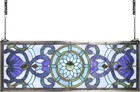 Extra Large Blue Victorian Stained Glass Transom Window Panels 30  X 10